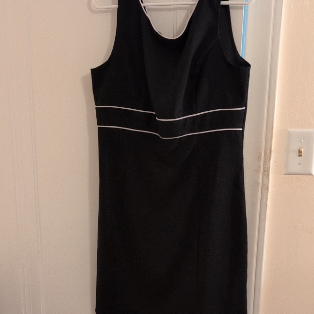 Elegant Black Dress with White Accents